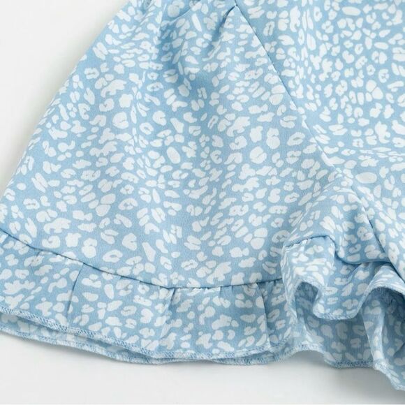 Plus Size Ditsy Floral Print Frill Trim Shirred A Line Dress - Picture 4 of 11